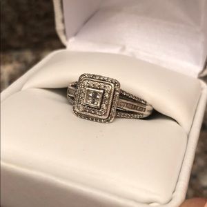 Forever Bride genuine diamond engagement ring set